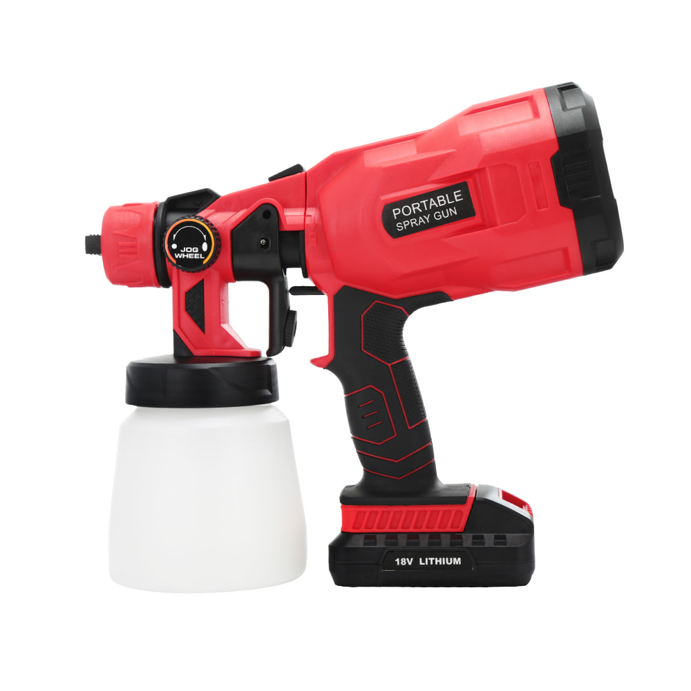 Pistola de pintura elétrica sem fio doméstica 18V 800ml Pulverizador de tinta de alta pressão controle de fluxo bateria de lítio fácil aerógrafo