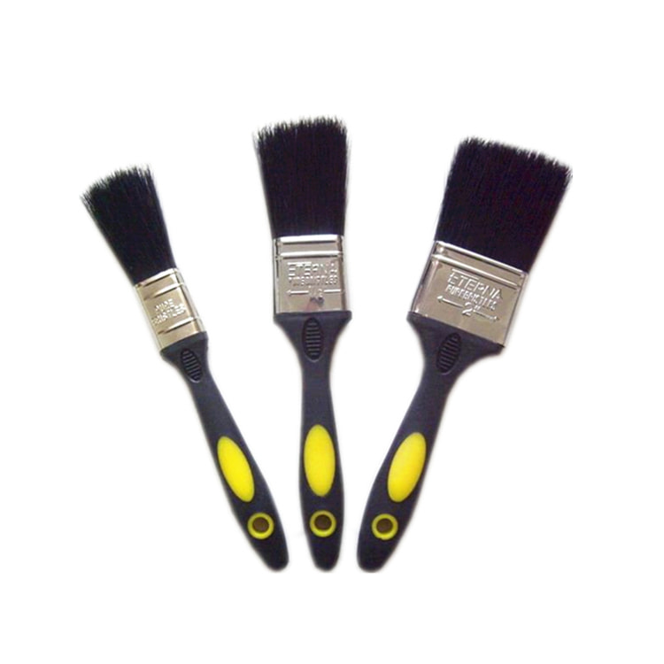 Conjunto de pincéis de pintura plana profissional 3 peças com cabelo de náilon macio para pintar armário de móveis de parede de casa